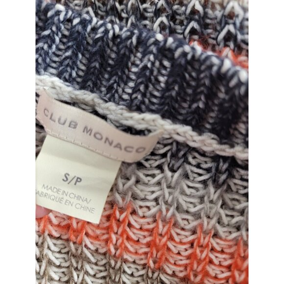 Club Monaco Womens Mohair Blend Striped Crew Neck Sweater Small Orange Pullover - Picture 3 of 8